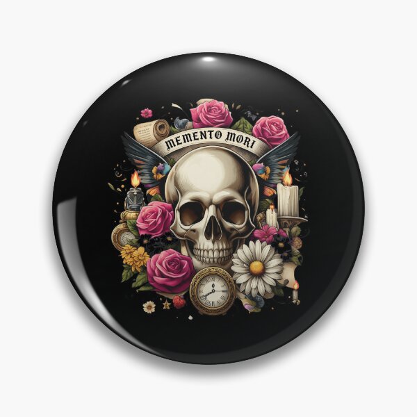 Item preview, Memento Mori Skull Floral Clock Wings Art designed and sold by ISABEDOVAL.