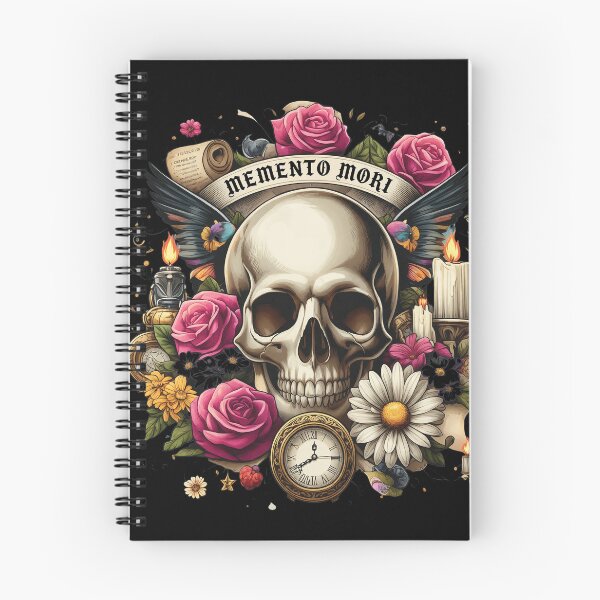 Item preview, Memento Mori Skull Floral Clock Wings Art designed and sold by ISABEDOVAL.