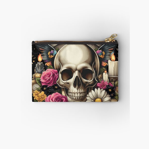 Item preview, Memento Mori Skull Floral Clock Wings Art designed and sold by ISABEDOVAL.