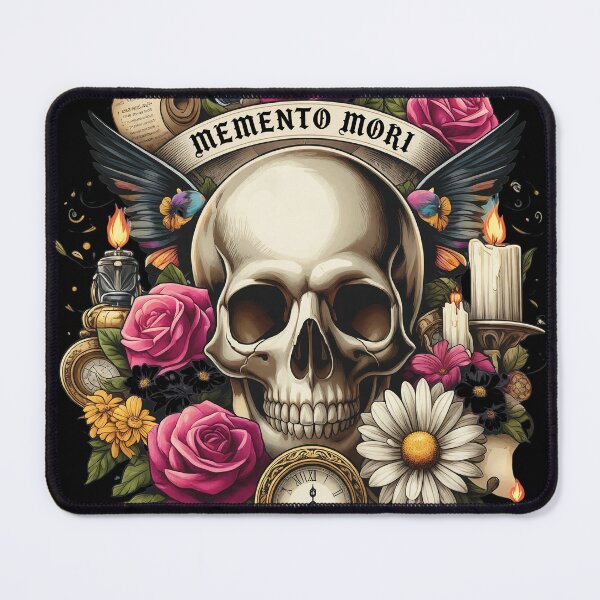 Item preview, Memento Mori Skull Floral Clock Wings Art designed and sold by ISABEDOVAL.