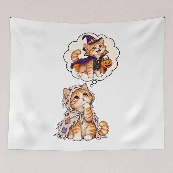 Item preview, Cute Orange Kitten Dreaming Of Halloween Witch Costume designed and sold by DYALEEZ-XCR.