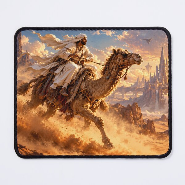 Item preview, A rider racing through a rocky landscape on a camel. designed and sold by Sigtrix.