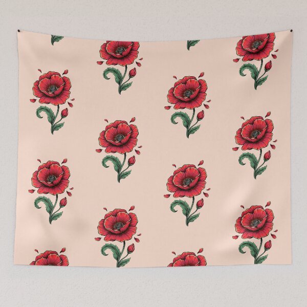 Item preview, Red Poppy Flower Botanical Illustration designed and sold by NuvoraNest.