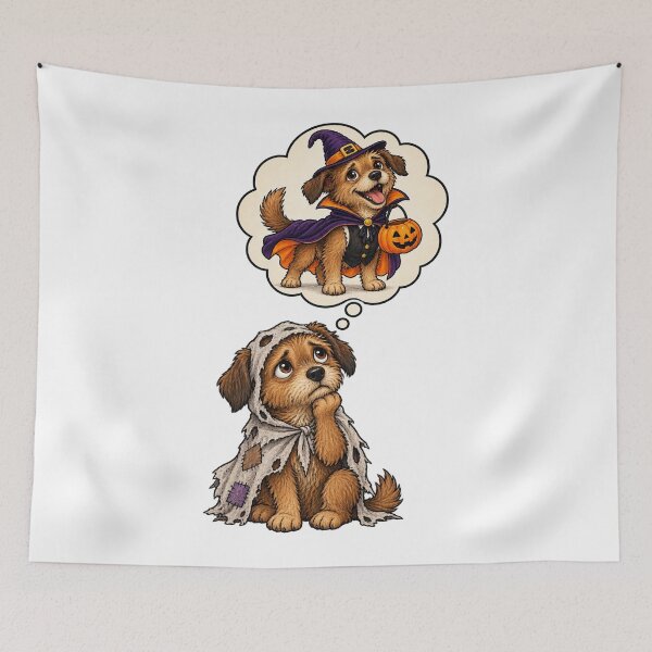 Item preview, Cute Sad Dog Dreaming Of Happy Halloween Witch Costume designed and sold by DYALEEZ-XCR.