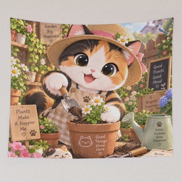 Item preview, Kitten & Gardening designed and sold by BlackDotBunny.