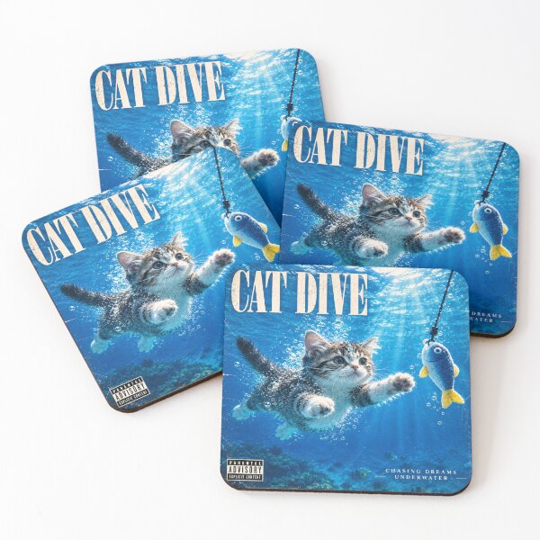 Item preview, Cat Dive - Record Jacket Art designed and sold by POP-BAY-JP.