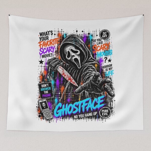 Item preview, Ghostface No You Hang Up What's Your Favorite Scary Movie Splatter designed and sold by DYALEEZ-XCR.