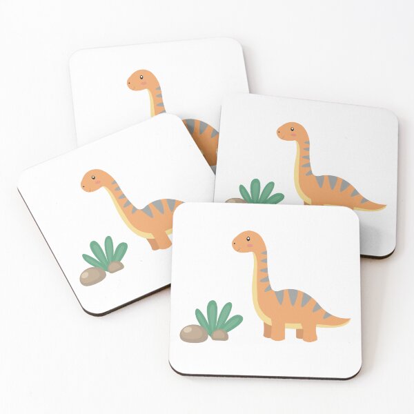 Item preview, Cute Diplodocus Brachiosaurus Orange Long Neck Dinosaur Vector Illustration designed and sold by ElenMart.
