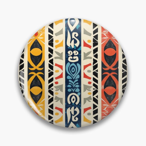 Item preview, Polynesian Mix Tribal Pattern Mustard Coral Slate Vertical designed and sold by GrinGalore.