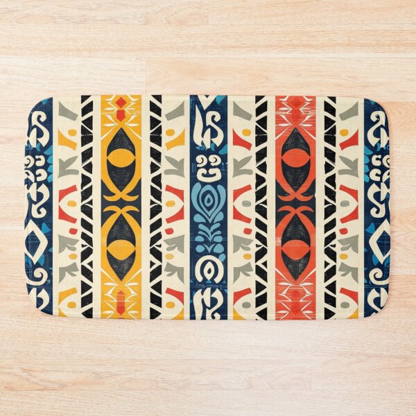 Item preview, Polynesian Mix Tribal Pattern Mustard Coral Slate Vertical designed and sold by GrinGalore.