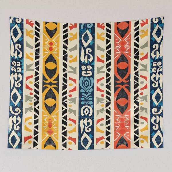 Item preview, Polynesian Mix Tribal Pattern Mustard Coral Slate Vertical designed and sold by GrinGalore.