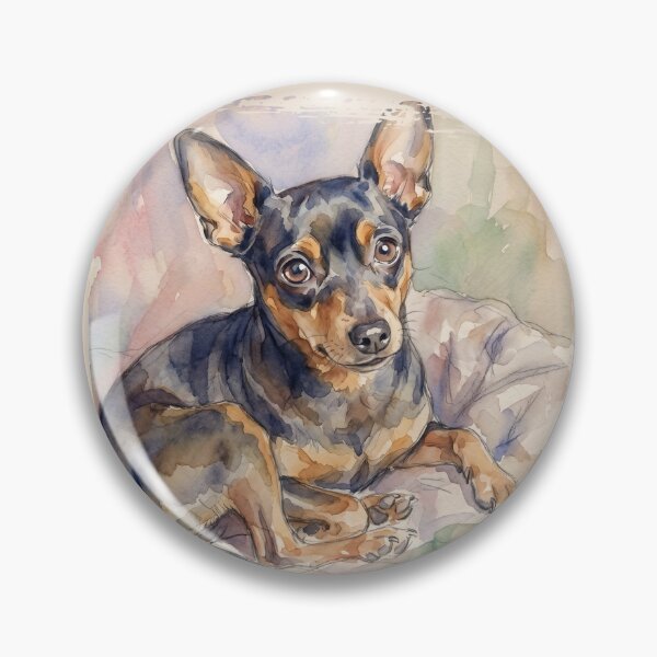 Item preview, The Melancholy Ratter: Zwergpinscher Bohemian Watercolor Art Print designed and sold by FreiherrPK.