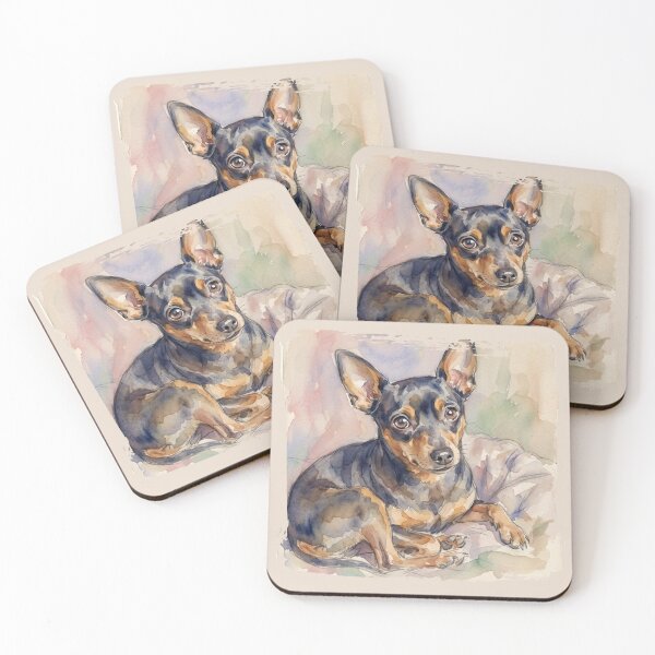 Item preview, The Melancholy Ratter: Zwergpinscher Bohemian Watercolor Art Print designed and sold by FreiherrPK.