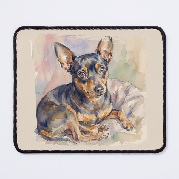 Item preview, The Melancholy Ratter: Zwergpinscher Bohemian Watercolor Art Print designed and sold by FreiherrPK.
