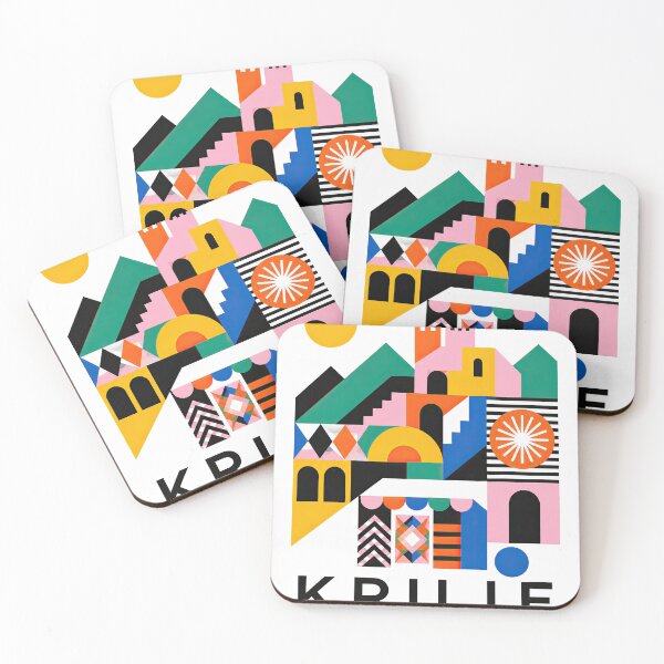 Item preview, Colorful geometric travel poster featuring Albanian architecture designed and sold by ckybe.