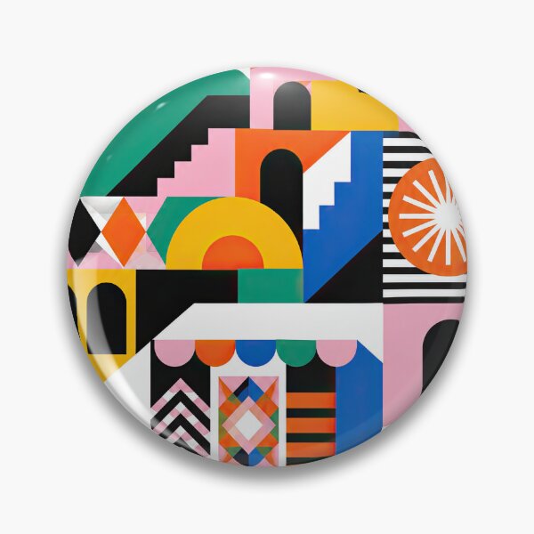 Item preview, Colorful geometric travel poster featuring Albanian architecture designed and sold by ckybe.