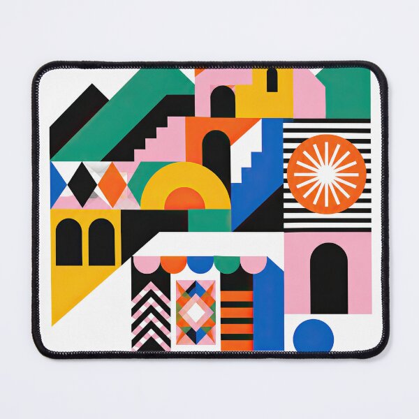 Item preview, Colorful geometric travel poster featuring Albanian architecture designed and sold by ckybe.