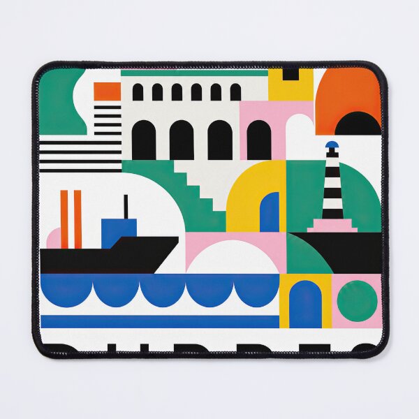 Item preview, Colorful geometric travel poster featuring stylized architecture designed and sold by ckybe.