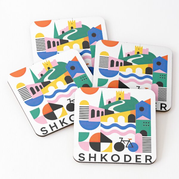 Item preview, Colorful geometric travel poster of Shkoder, Albania featuring designed and sold by ckybe.