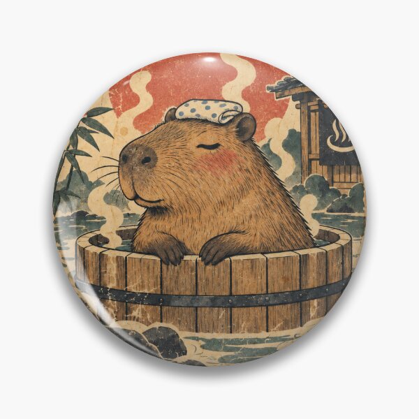 Item preview, Japanese Capybara Onsen Vintage Asian Art designed and sold by Namidesignkr.