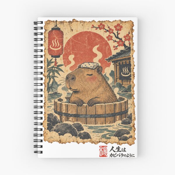 Item preview, Japanese Capybara Onsen Vintage Asian Art designed and sold by Namidesignkr.
