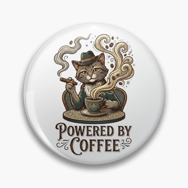 Item preview, Cool Cat Powered By Coffee Vintage Art designed and sold by designwiss.