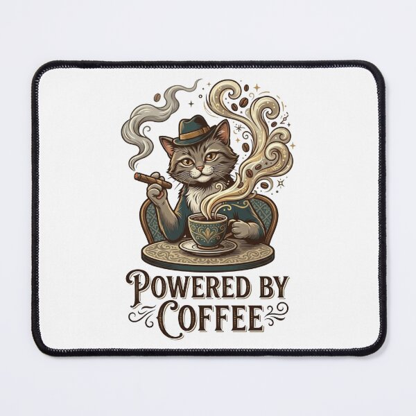 Item preview, Cool Cat Powered By Coffee Vintage Art designed and sold by designwiss.