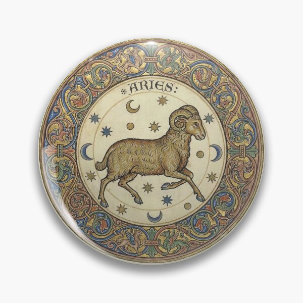 Item preview, The Celestial Ram: Medieval Aries Zodiac Illuminated Manuscript Art Print designed and sold by FreiherrPK.
