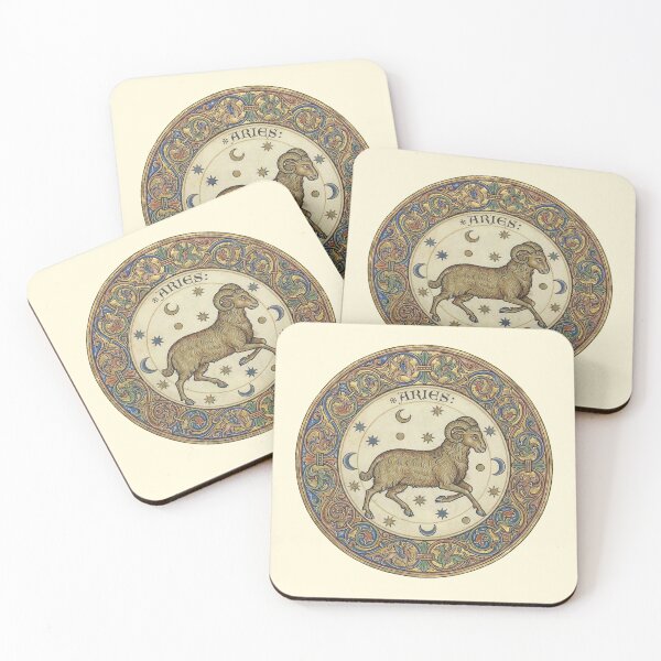Item preview, The Celestial Ram: Medieval Aries Zodiac Illuminated Manuscript Art Print designed and sold by FreiherrPK.
