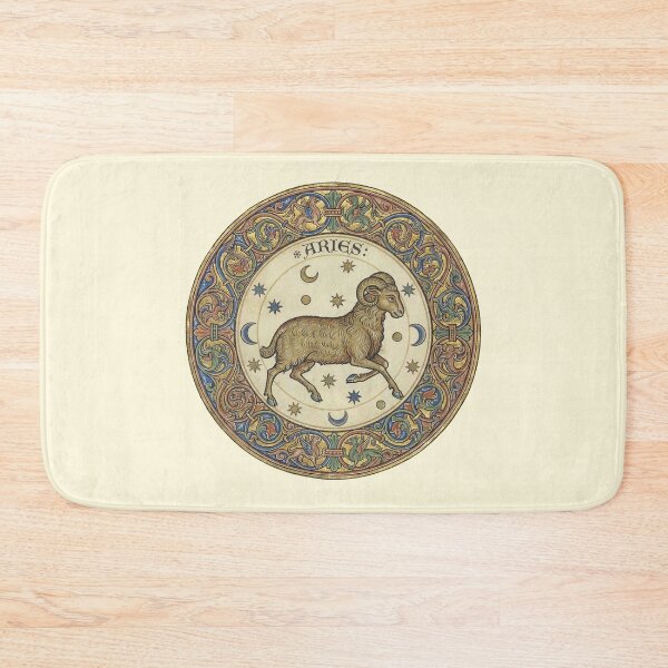 Item preview, The Celestial Ram: Medieval Aries Zodiac Illuminated Manuscript Art Print designed and sold by FreiherrPK.