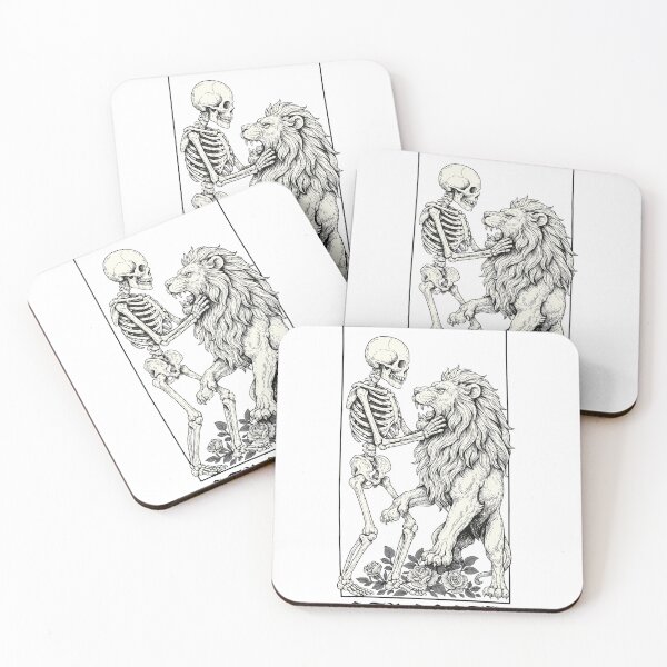 Item preview, Tarot Strength Card Skeleton Lion Etching Art designed and sold by SHYLOACKSTEDT.