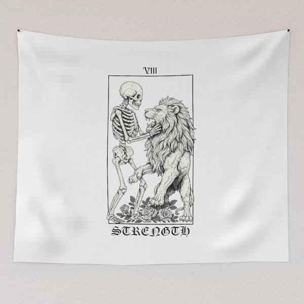 Item preview, Tarot Strength Card Skeleton Lion Etching Art designed and sold by SHYLOACKSTEDT.