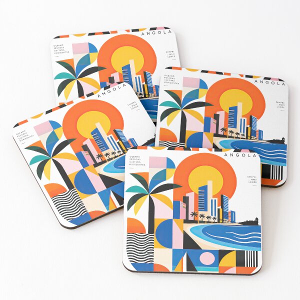 Item preview, Colorful geometric poster featuring an Angola-inspired city skyl designed and sold by ckybe.