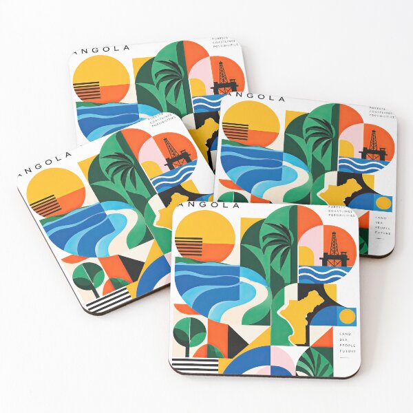 Item preview, Colorful geometric Angola poster featuring the national map, designed and sold by ckybe.