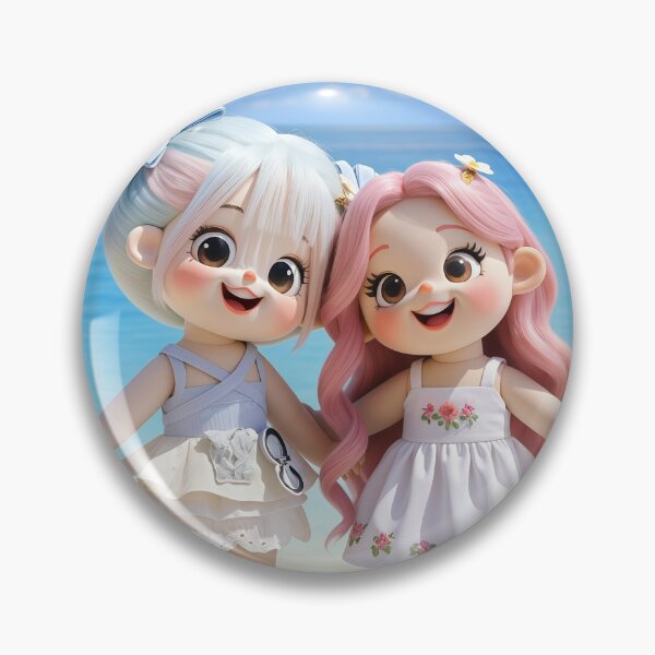 Item preview, Cute Pastel Chibi Dolls Summer Beach Day Selfie designed and sold by Nicole_83.