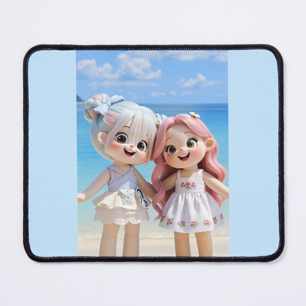 Item preview, Cute Pastel Chibi Dolls Summer Beach Day Selfie designed and sold by Nicole_83.