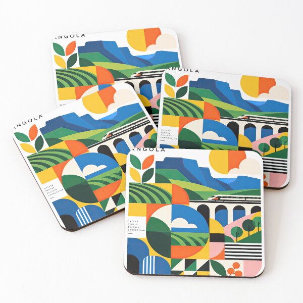 Item preview, Colorful geometric poster featuring Huambo Angola, layered mount designed and sold by ckybe.