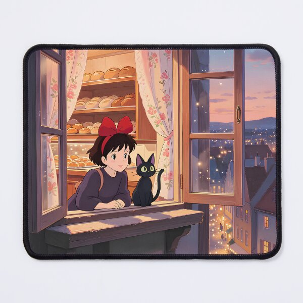 Item preview, Cute girl [[kiki's]] and cat -%[ghiblis]%- see out aways  designed and sold by Amorrieart.