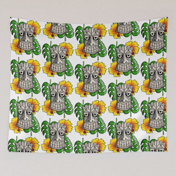 Item preview, Driftwood Tiki With Yellow  Orange Flowers designed and sold by timberbradbur.