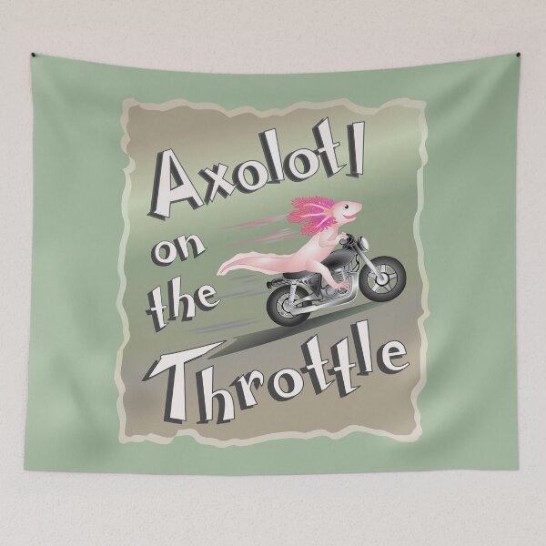 Item preview, Axolotl On The Throttle with funky lettering designed and sold by Adamo-illustration.