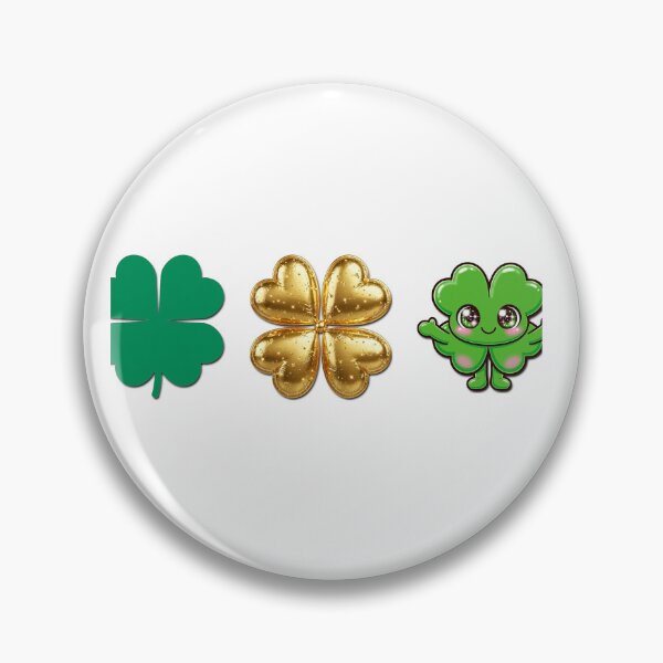 Item preview, Lucky Clover Trio - Flat Gold Kawaii designed and sold by HoMya.