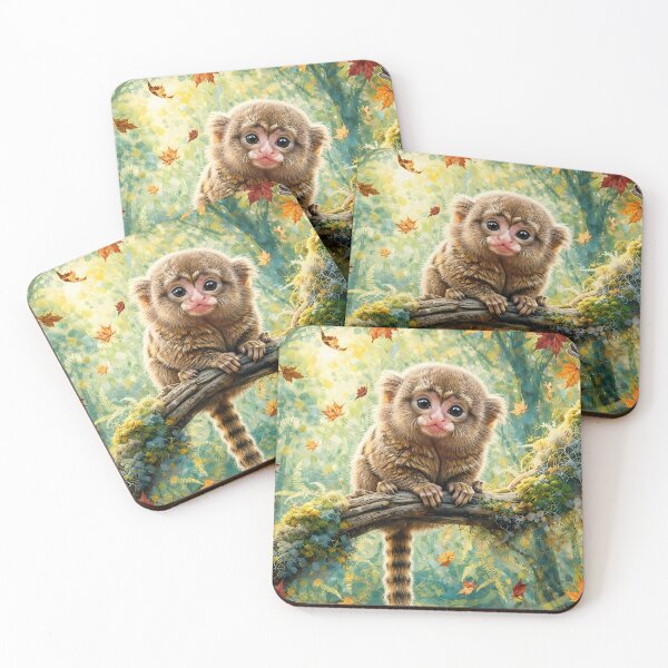 Item preview, Little Marmoset Baby in the Fall Forest designed and sold by m-y-A-I-A-R-T-.