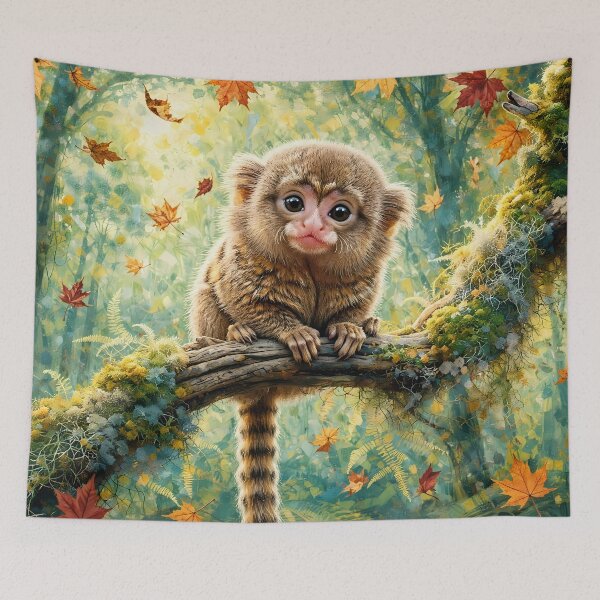 Item preview, Little Marmoset Baby in the Fall Forest designed and sold by m-y-A-I-A-R-T-.