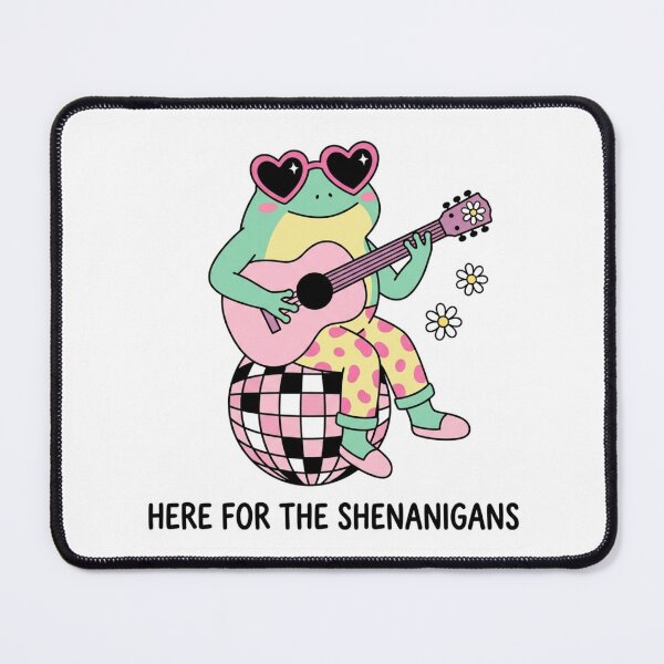 Item preview, Here For The Shenanigans Retro Frog Playing Guitar Pink Disco Ball Funky Aesthetic designed and sold by raedattia.