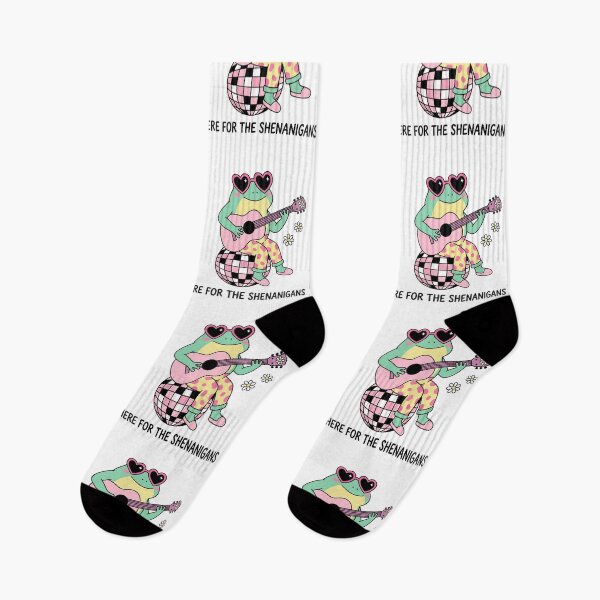 Item preview, Here For The Shenanigans Retro Frog Playing Guitar Pink Disco Ball Funky Aesthetic designed and sold by raedattia.