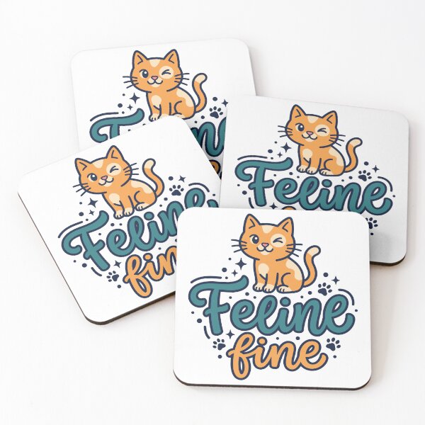 Item preview, Feline Fine - Cute Winking Orange Cat Pun designed and sold by MyLeoTee.