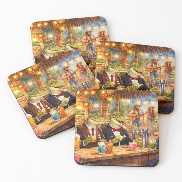 Item preview, Crocodiles Enjoying Tropical Drinks designed and sold by cuprum.