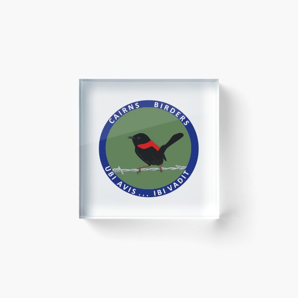 Item preview, Red-Backed Fairywren On Barbed Wire With Cairns Birders Logo designed and sold by EeStoreHubs.