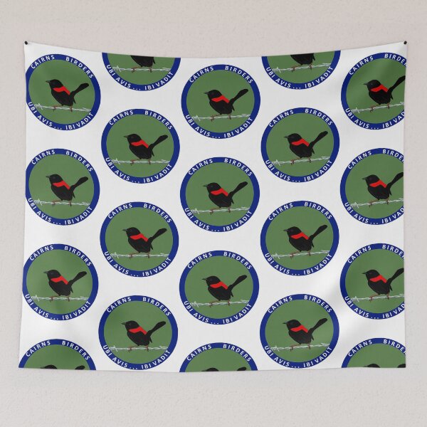 Item preview, Red-Backed Fairywren On Barbed Wire With Cairns Birders Logo designed and sold by EeStoreHubs.