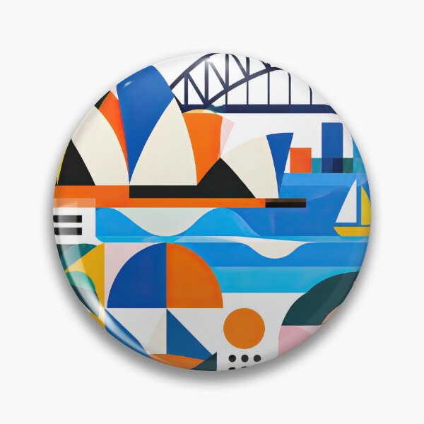 Item preview, Colorful geometric Sydney travel poster featuring the Harbour designed and sold by ckybe.